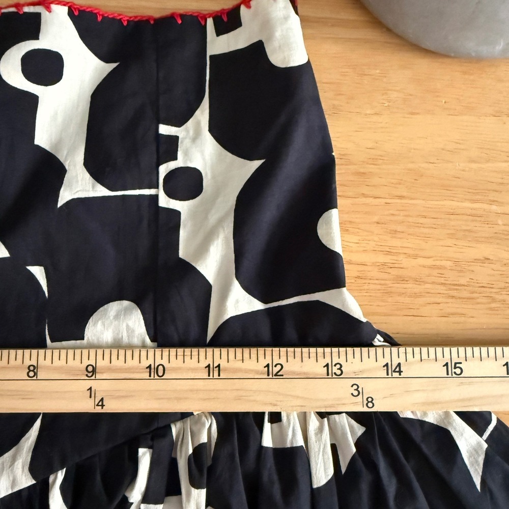 Bel Kazan Strapless Smocked Midi Dress Black Cream Geometric Abstract Boho Sz M - Picture 5 of 13